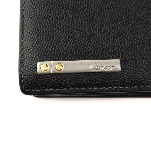CARTIER "Love": Black, Leather & "Screw" Hardware Logo Long Wallet (pv) - Picture 2 of 9